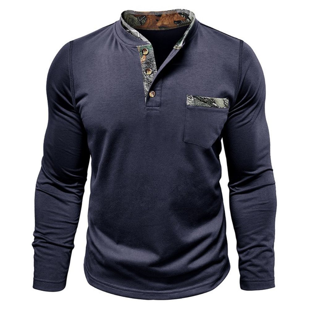 T-shirt décontracté à manches longues et blocs de couleurs pour hommes