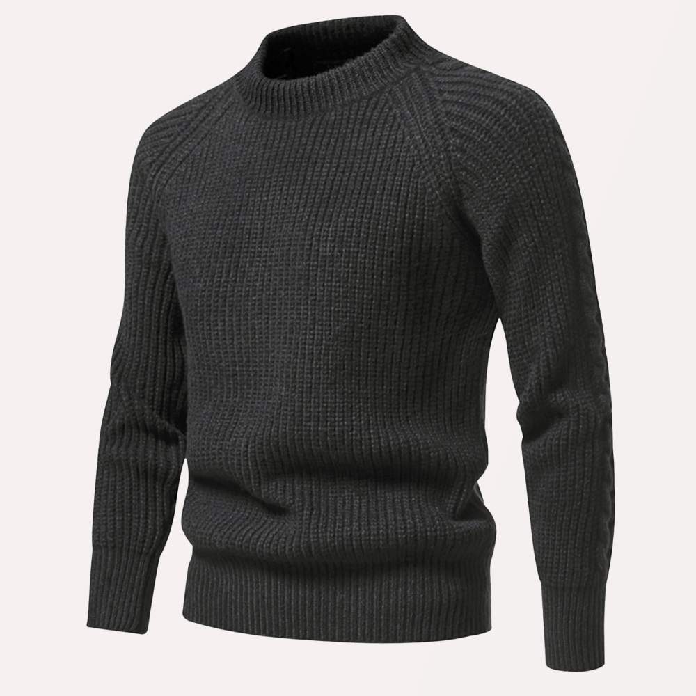 Einfarbiger Strickpullover mit Rundhalsausschnitt für Herren im Herbst und Winter