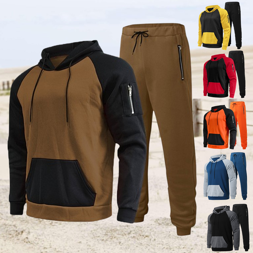 Zweiteiliger Anzug aus Sport-Sweatshirt und Hose mit Farbblockdesign für Herren