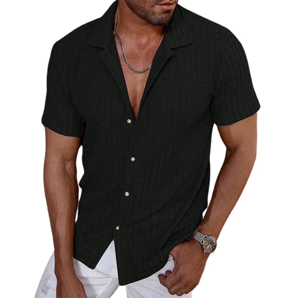 Chemise à manches courtes rayée légère et respirante pour homme