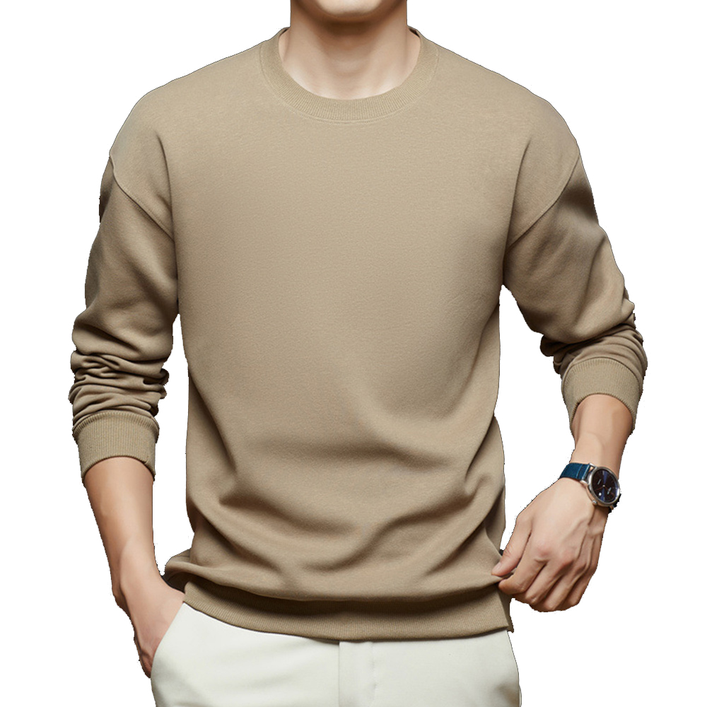Einfarbiges Langarm-Sweatshirt mit Rundhalsausschnitt für Herren