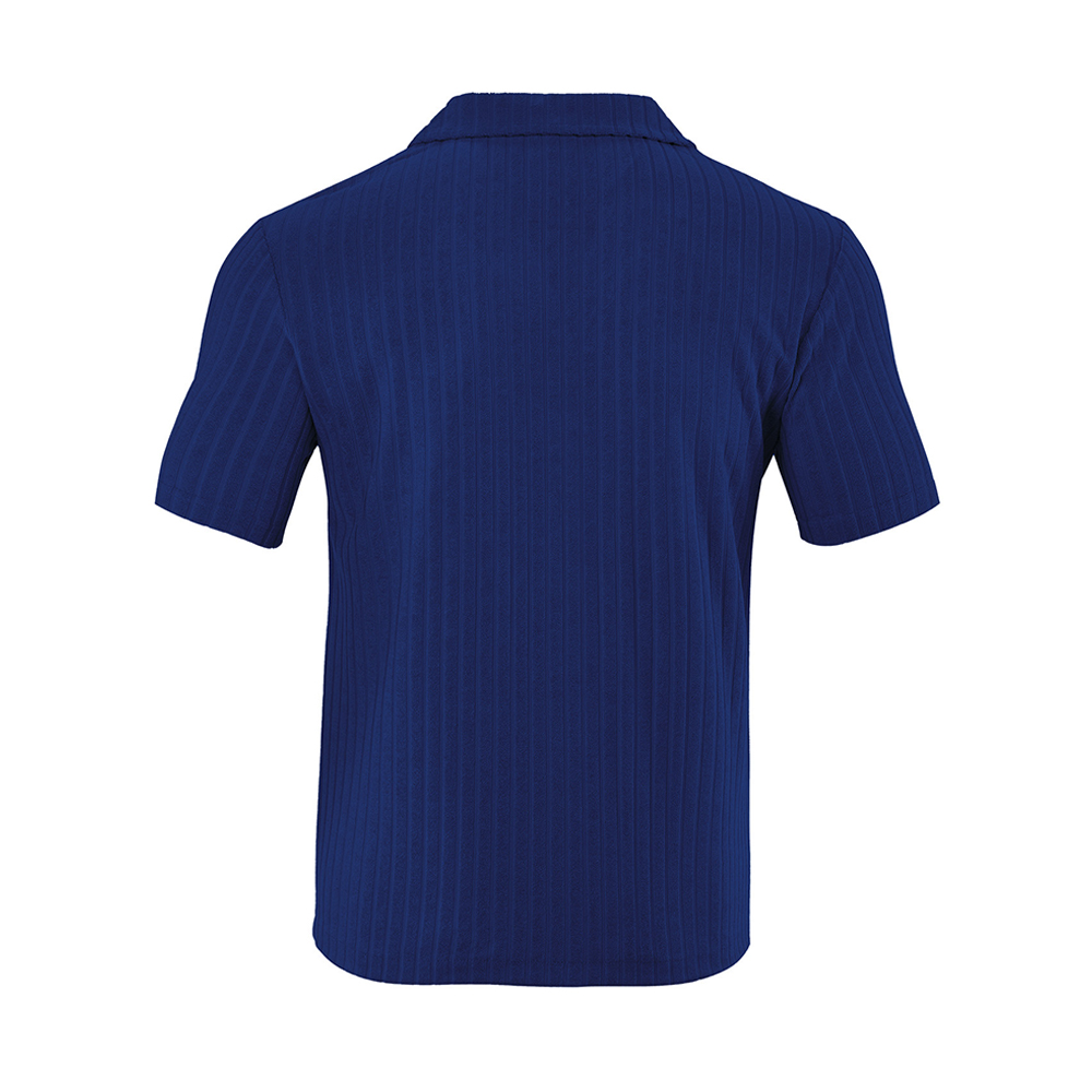 Herren-Jacquardhemd mit vertikalen Streifen und kurzen Ärmeln und Revers