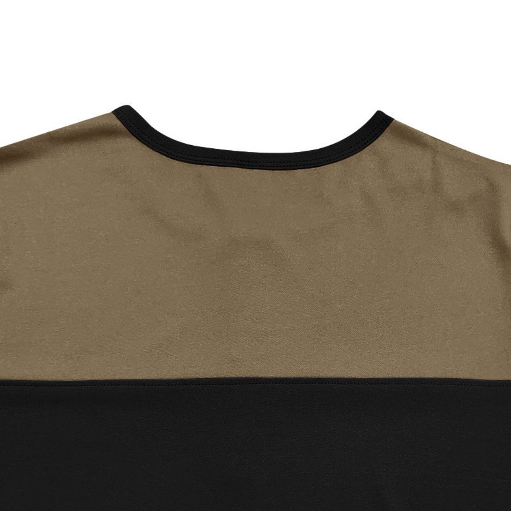 Langarm-T-Shirt mit Henley-Kragen und Farbblock für Herren