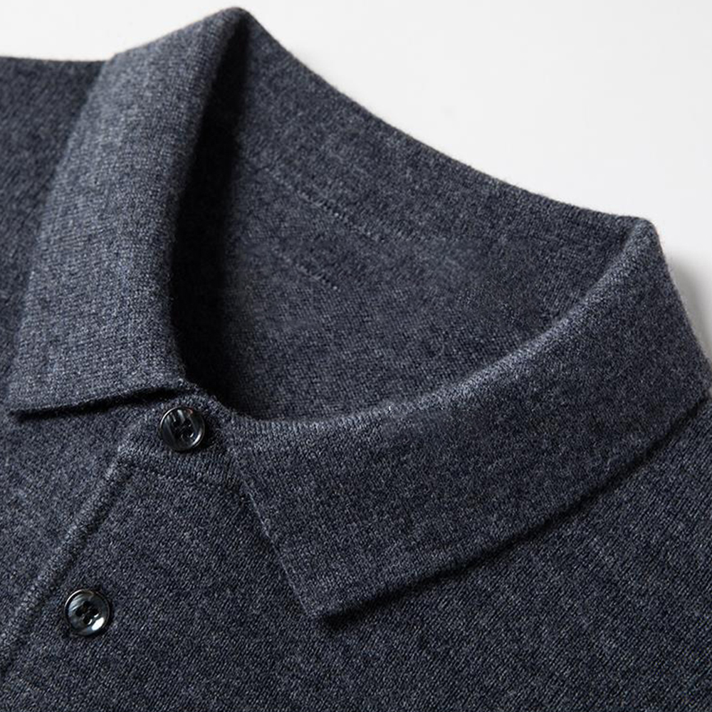 Einfarbiger, legerer, gestrickter Reverspullover für Herren