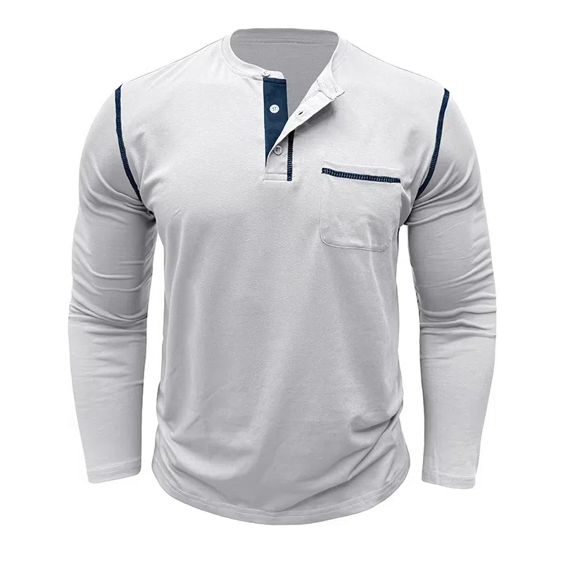 T-shirt à manches longues et col Henley pour hommes