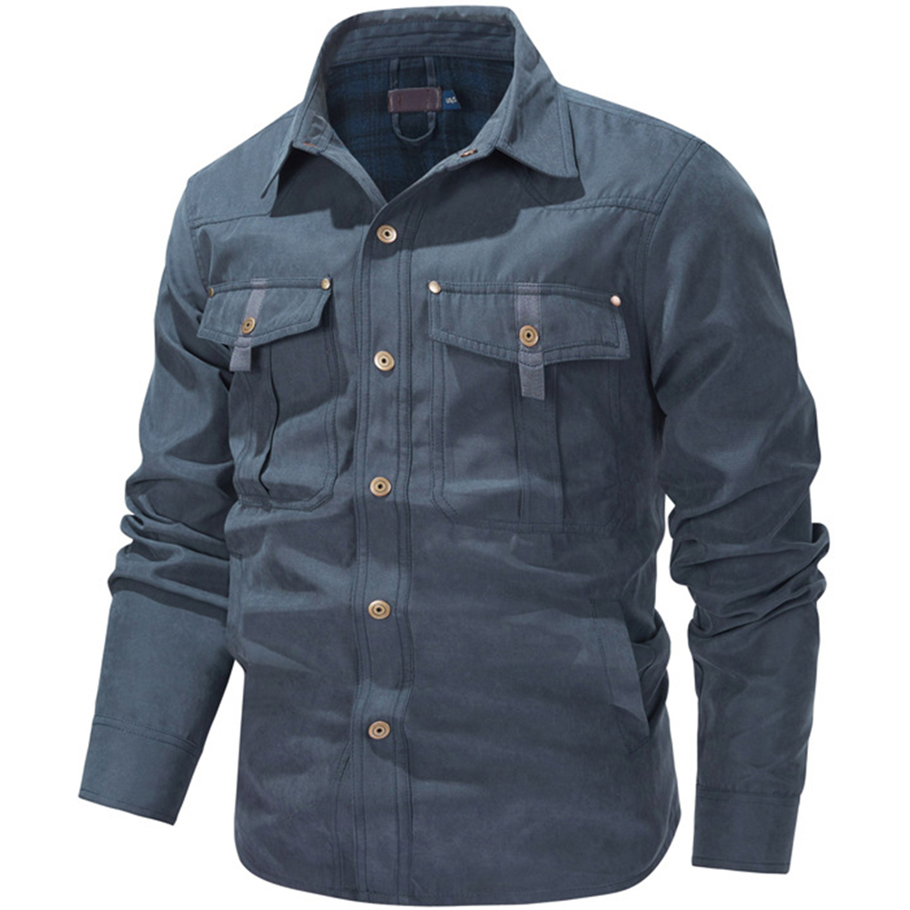Veste chemise décontractée en flanelle chaude pour homme