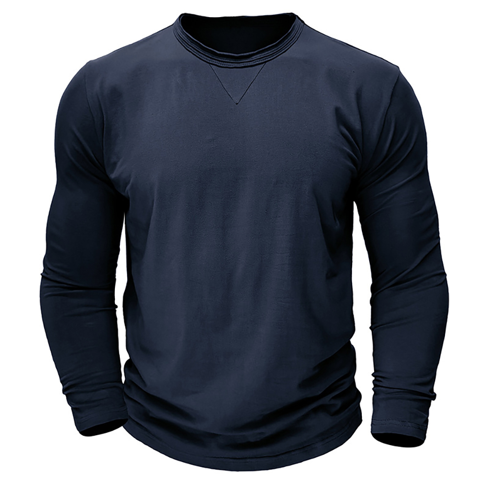 T-shirt en coton à manches longues et col rond pour homme