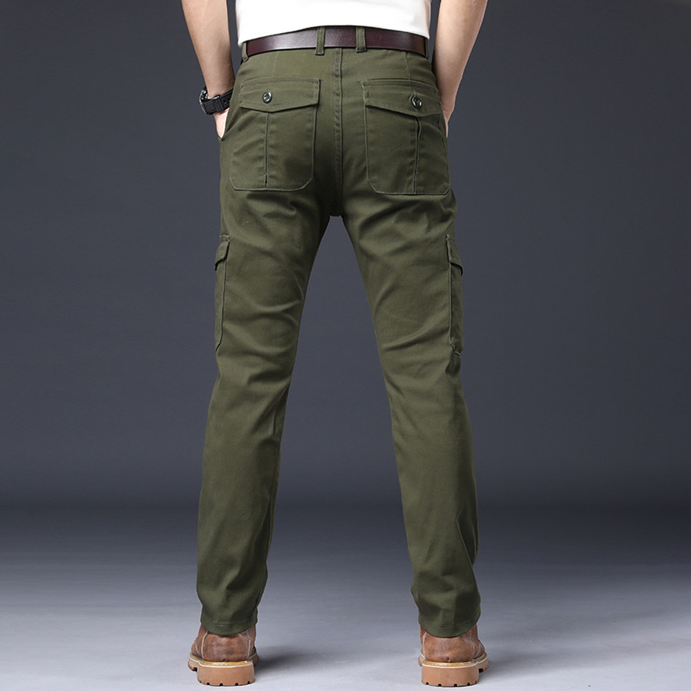 Pantalon cargo ample élastique à jambe droite pour hommes