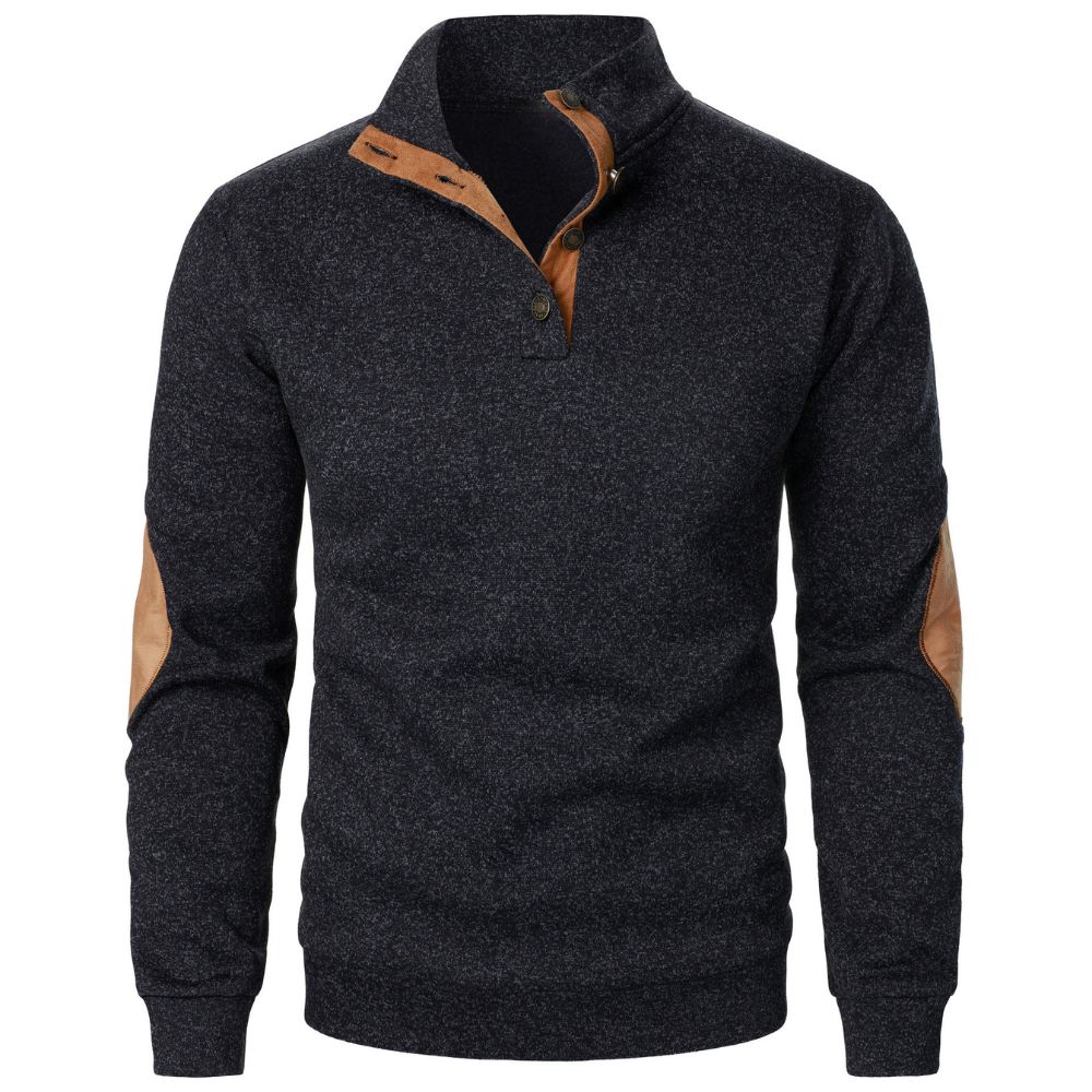 Pull à manches longues et col Henley pour hommes