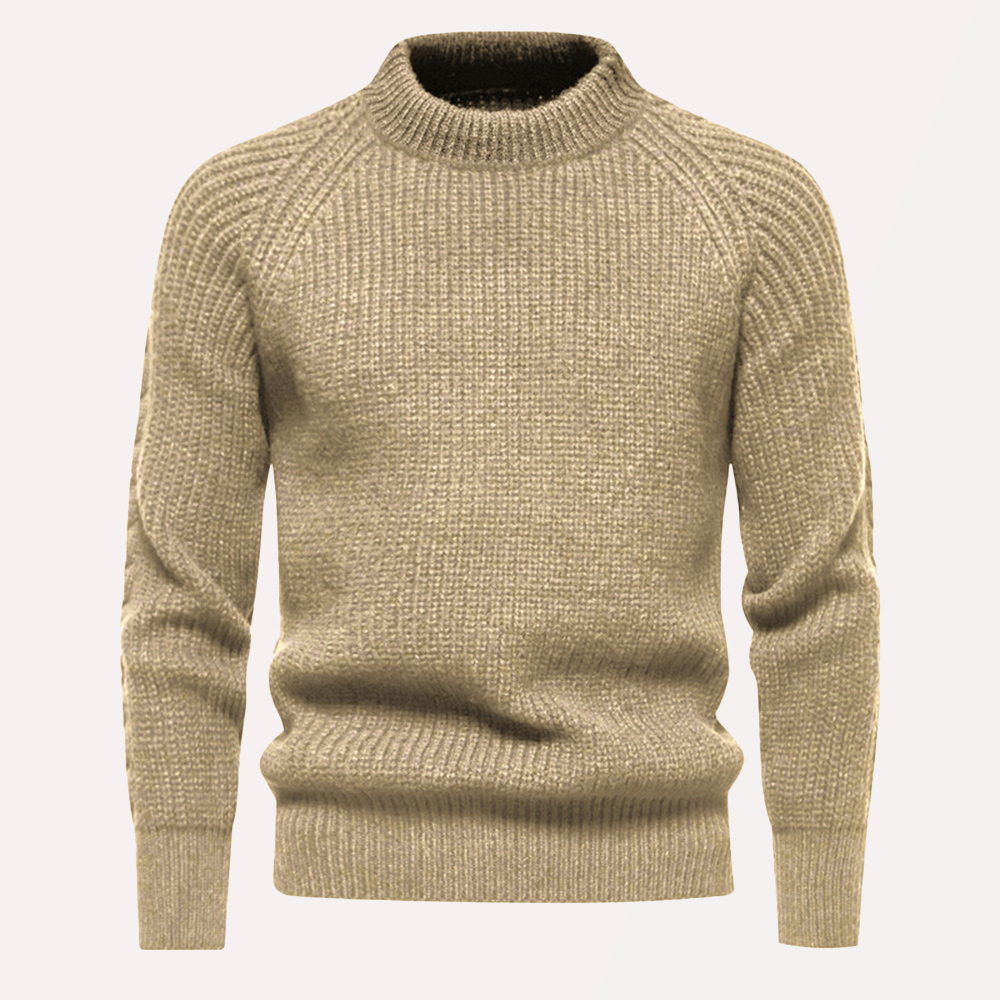 Einfarbiger Strickpullover mit Rundhalsausschnitt für Herren im Herbst und Winter