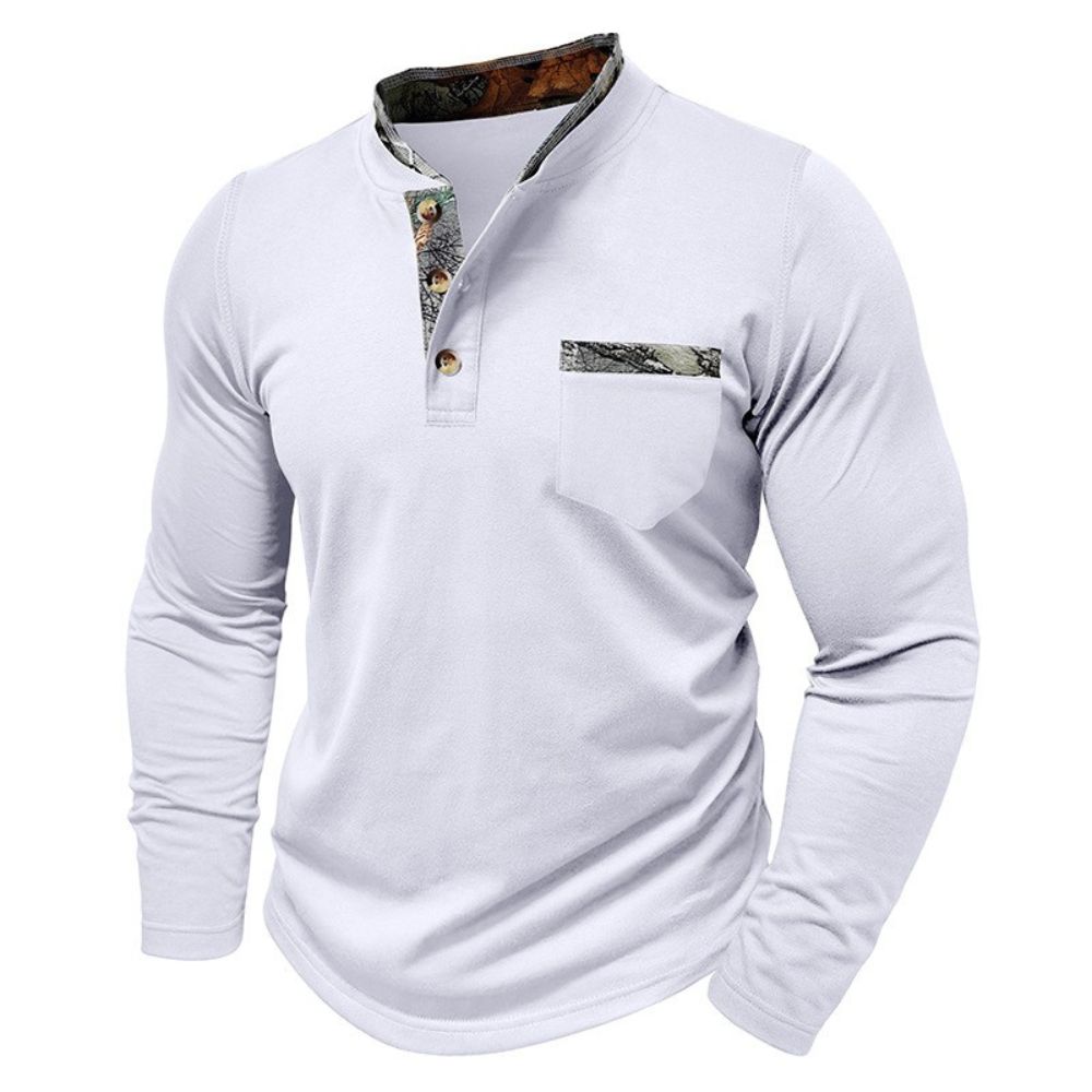 T-shirt décontracté à manches longues et blocs de couleurs pour hommes