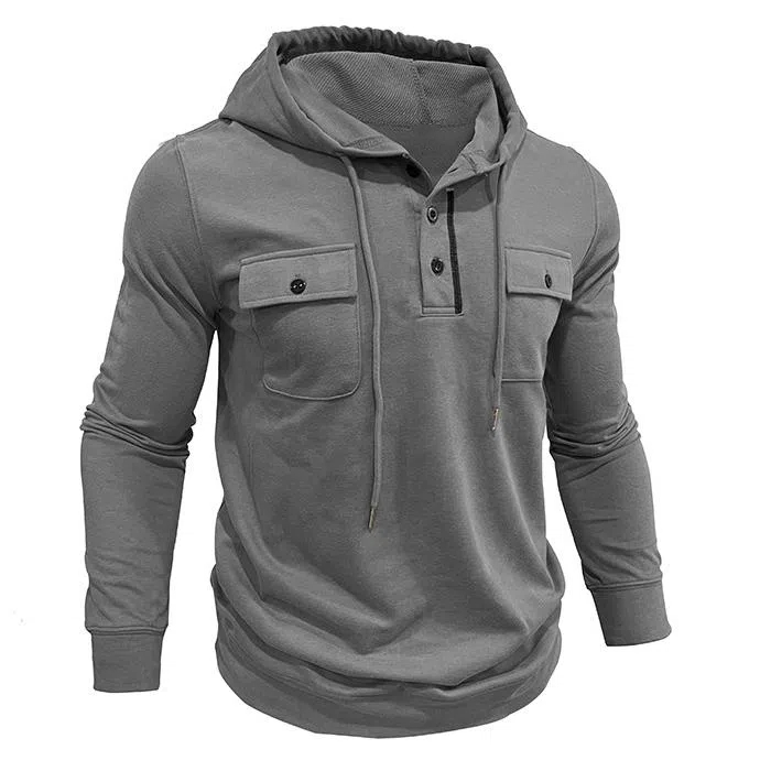 Lässiges Kapuzen-Sweatshirt mit Knopfleiste für Herren