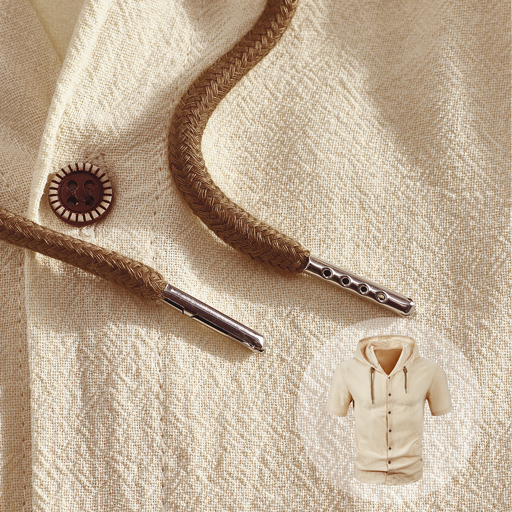 Herren-Strickjacke aus Baumwolle mit kurzen Ärmeln und Kapuze