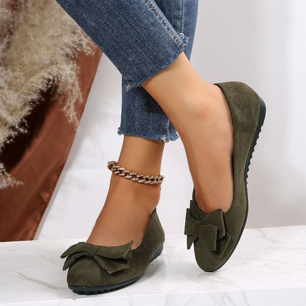 Metallwolke Flache Freizeitschuhe für Damen aus Wildleder mit Schleife