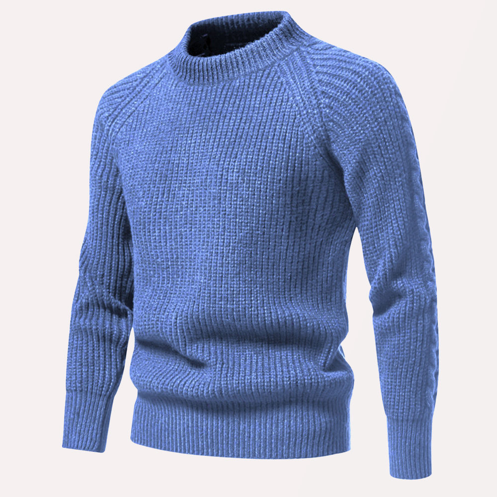 Einfarbiger Strickpullover mit Rundhalsausschnitt für Herren im Herbst und Winter