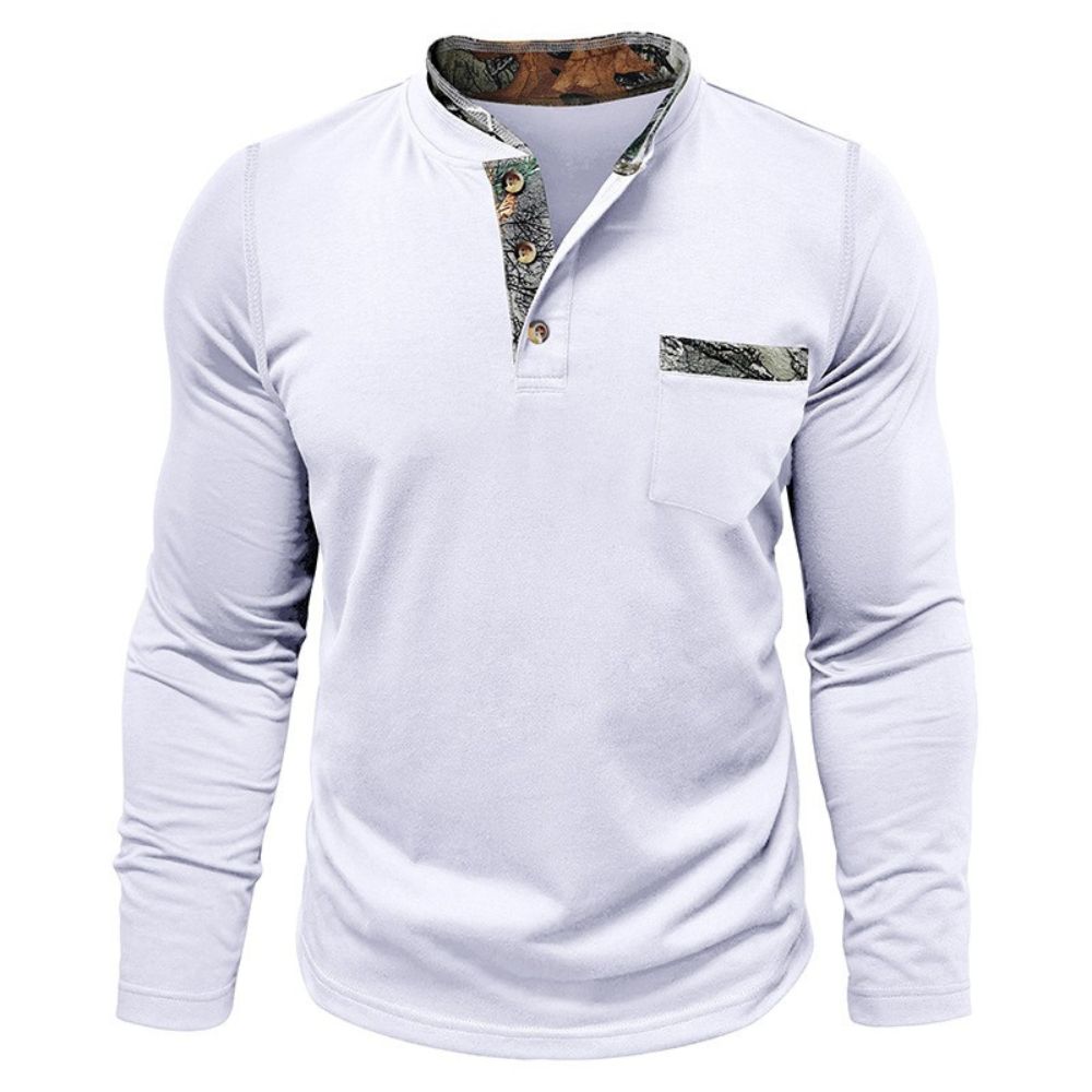 T-shirt décontracté à manches longues et blocs de couleurs pour hommes