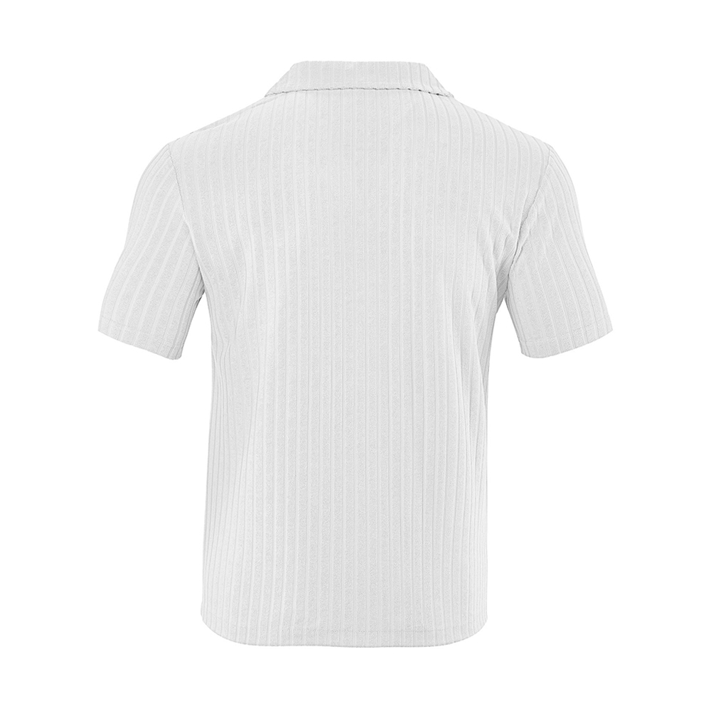 Herren-Jacquardhemd mit vertikalen Streifen und kurzen Ärmeln und Revers