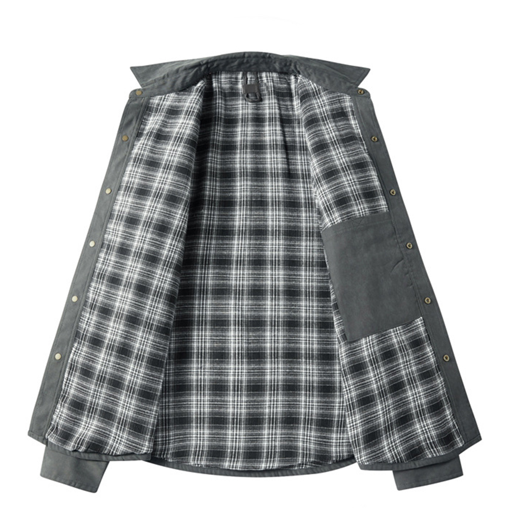 Veste chemise décontractée en flanelle chaude pour homme