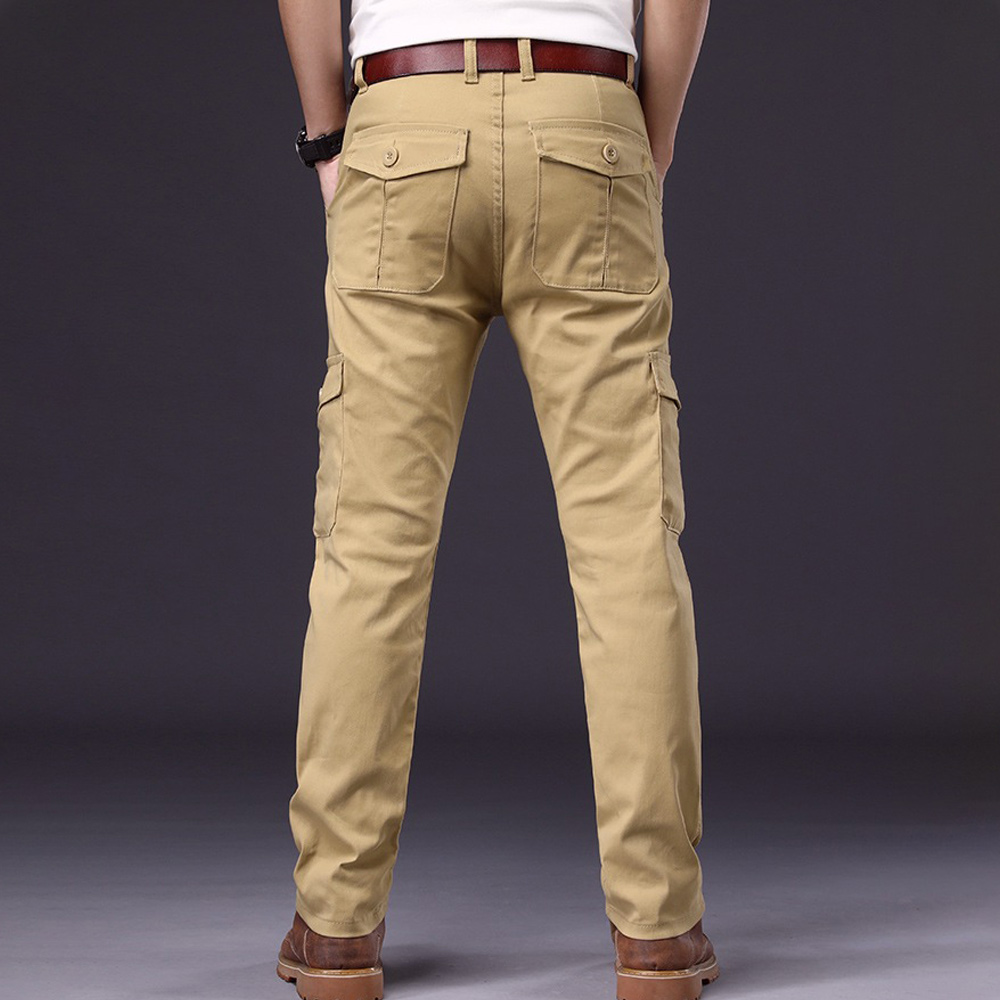 Pantalon cargo ample élastique à jambe droite pour hommes