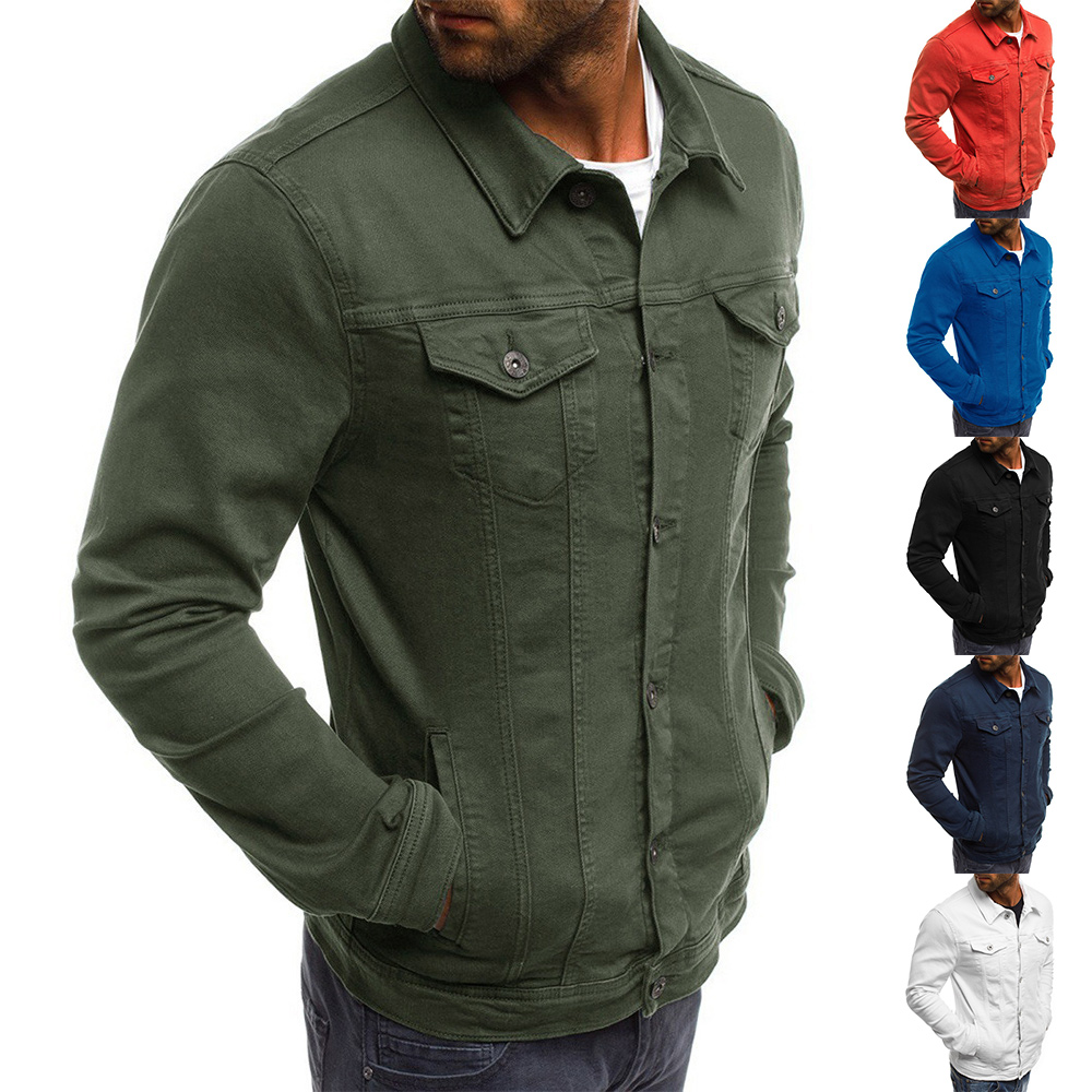 Veste en jean décontractée à revers boutonné pour homme