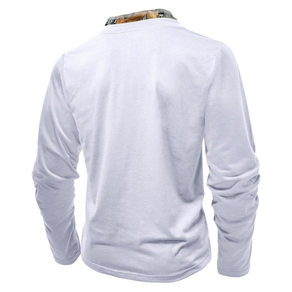 T-shirt décontracté à manches longues et blocs de couleurs pour hommes