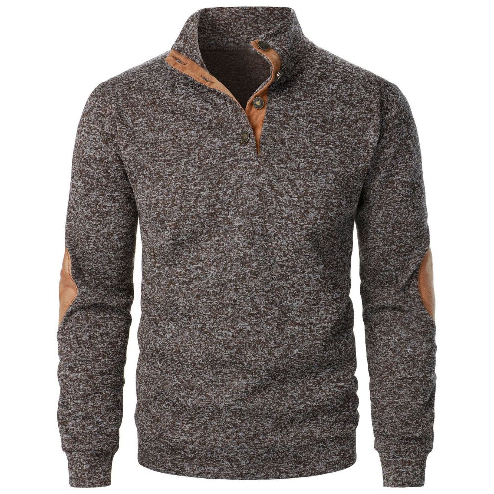 Pull à manches longues et col Henley pour hommes