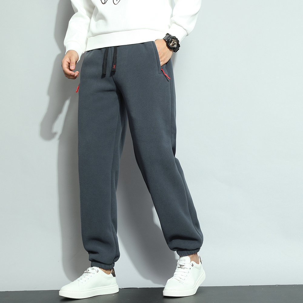 Pantalon décontracté épais en polaire chaude pour hommes