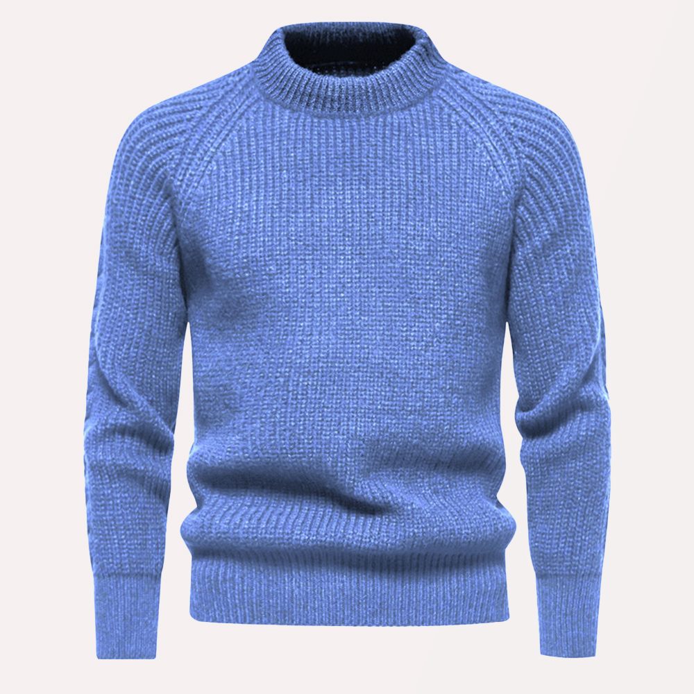 Einfarbiger Strickpullover mit Rundhalsausschnitt für Herren im Herbst und Winter