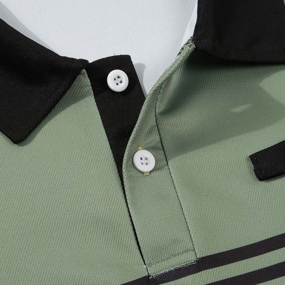Metallwolke Kurzarm-Poloshirt für Herren mit Farbblock-Streifen und Revers