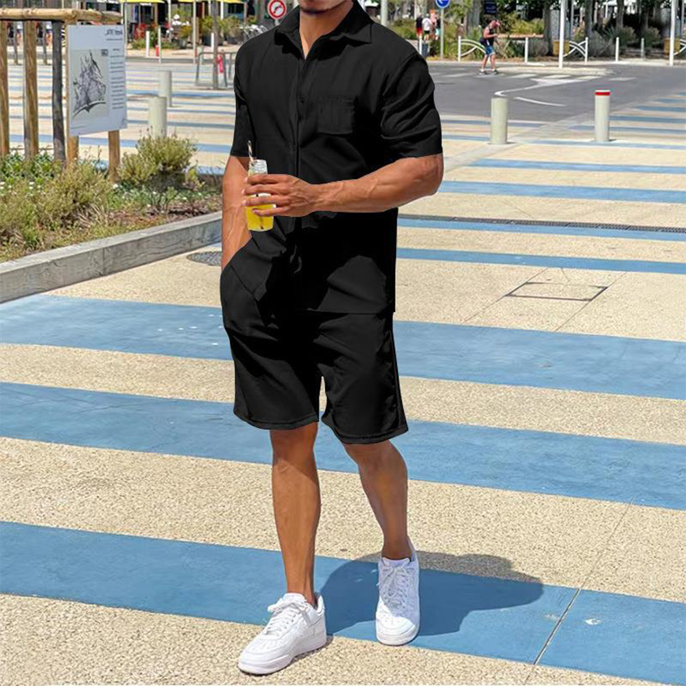 Ensemble décontracté chemise à manches courtes et short pour homme