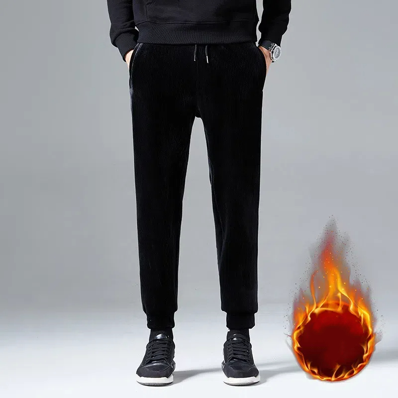 Pantalon décontracté en polaire épaisse pour hommes