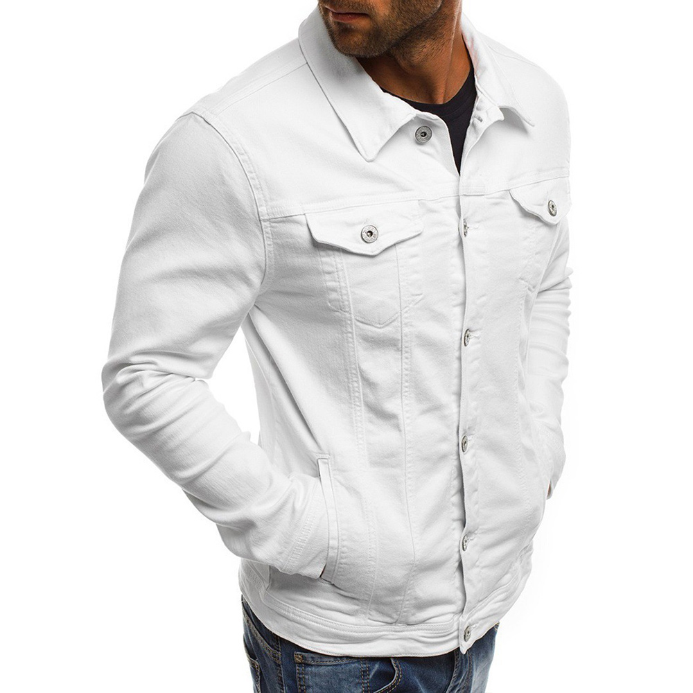 Veste en jean décontractée à revers boutonné pour homme