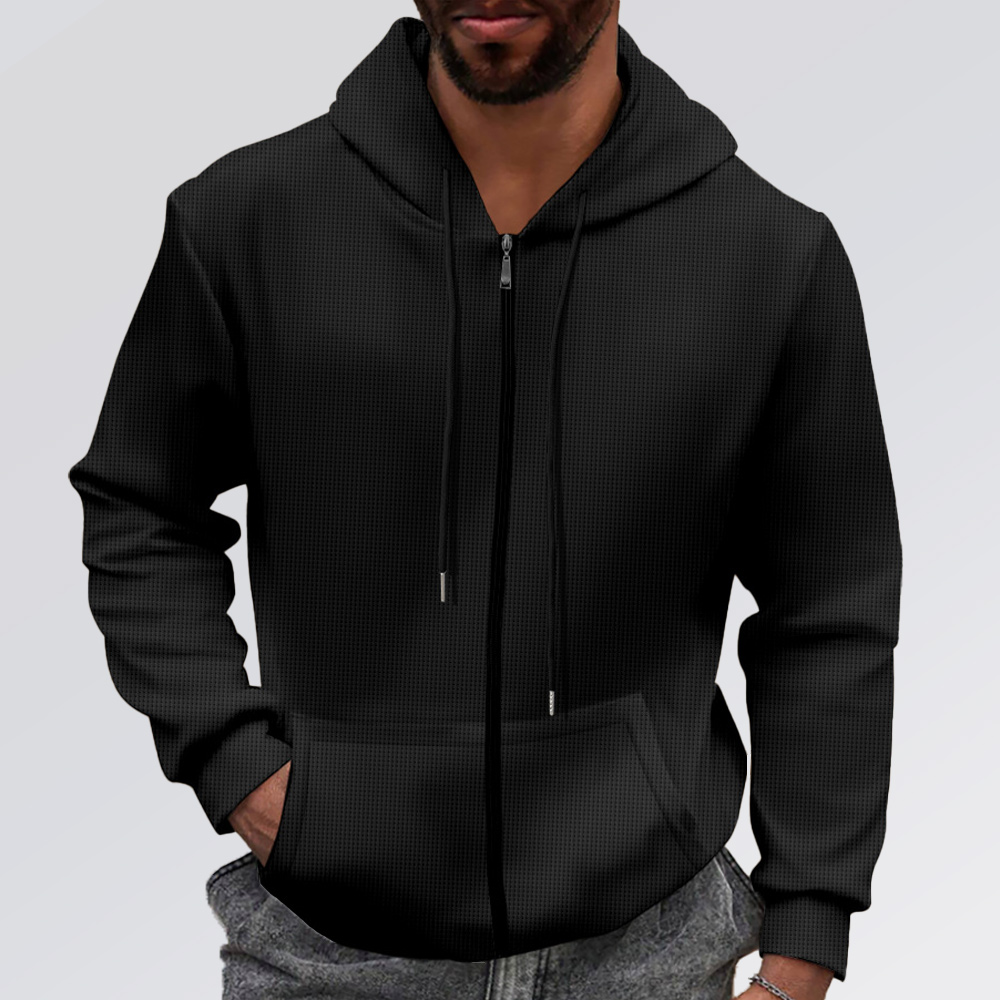 Herren-Strickjacke mit Waffelmuster und Reißverschluss