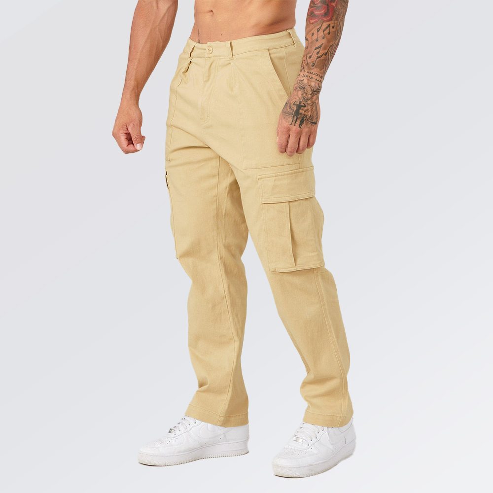 Lässige, einfarbige, gerade Cargohose für Herren
