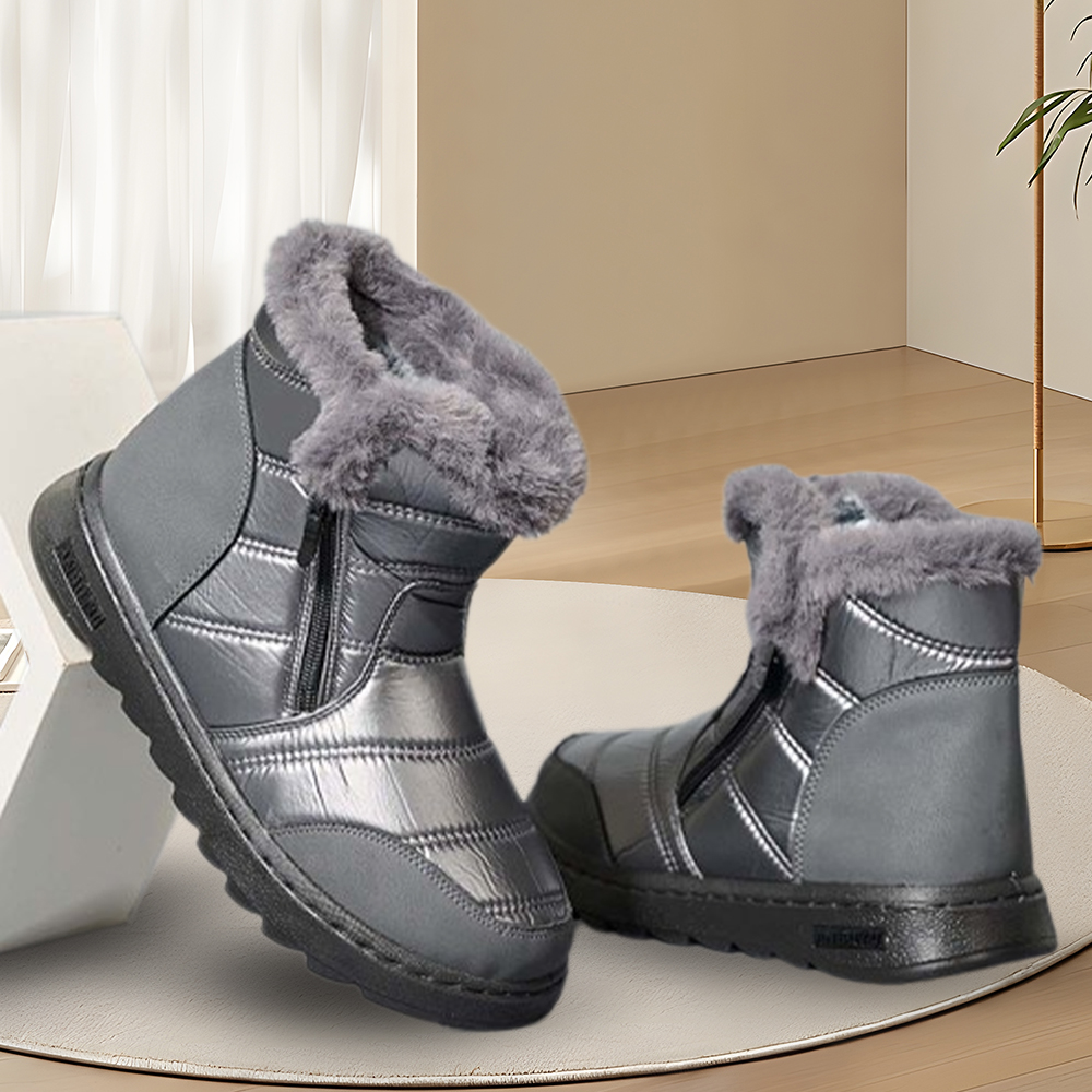 Damen-Schneestiefel mit diagonalem Reißverschluss und Fleece