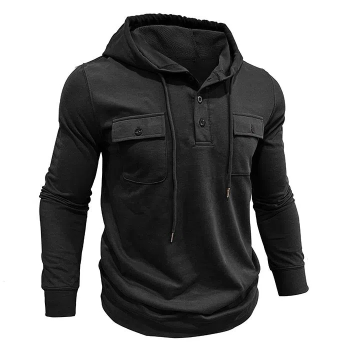 Lässiges Kapuzen-Sweatshirt mit Knopfleiste für Herren