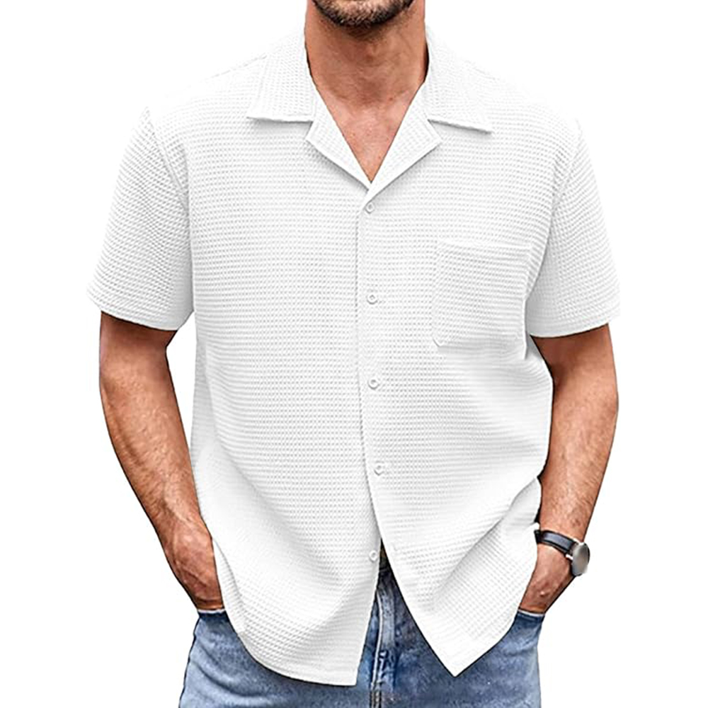 Chemise décontractée à manches courtes et col de costume pour homme