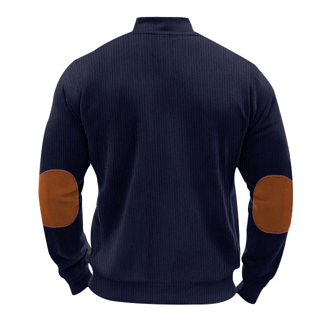 Lässige Patchwork-Reißverschlussjacke mit Stehkragen für Herren