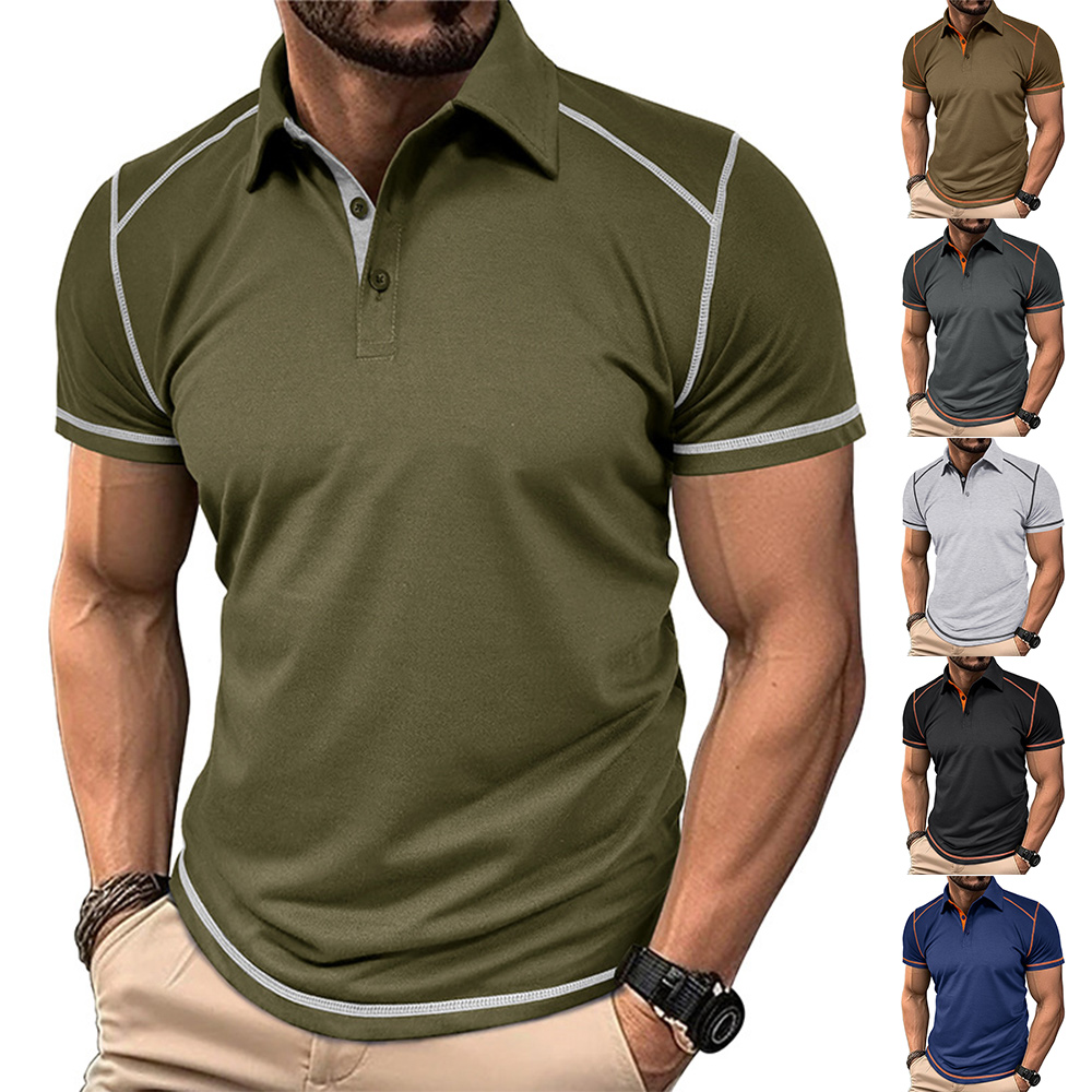 Polo léger à manches courtes et blocs de couleurs pour hommes