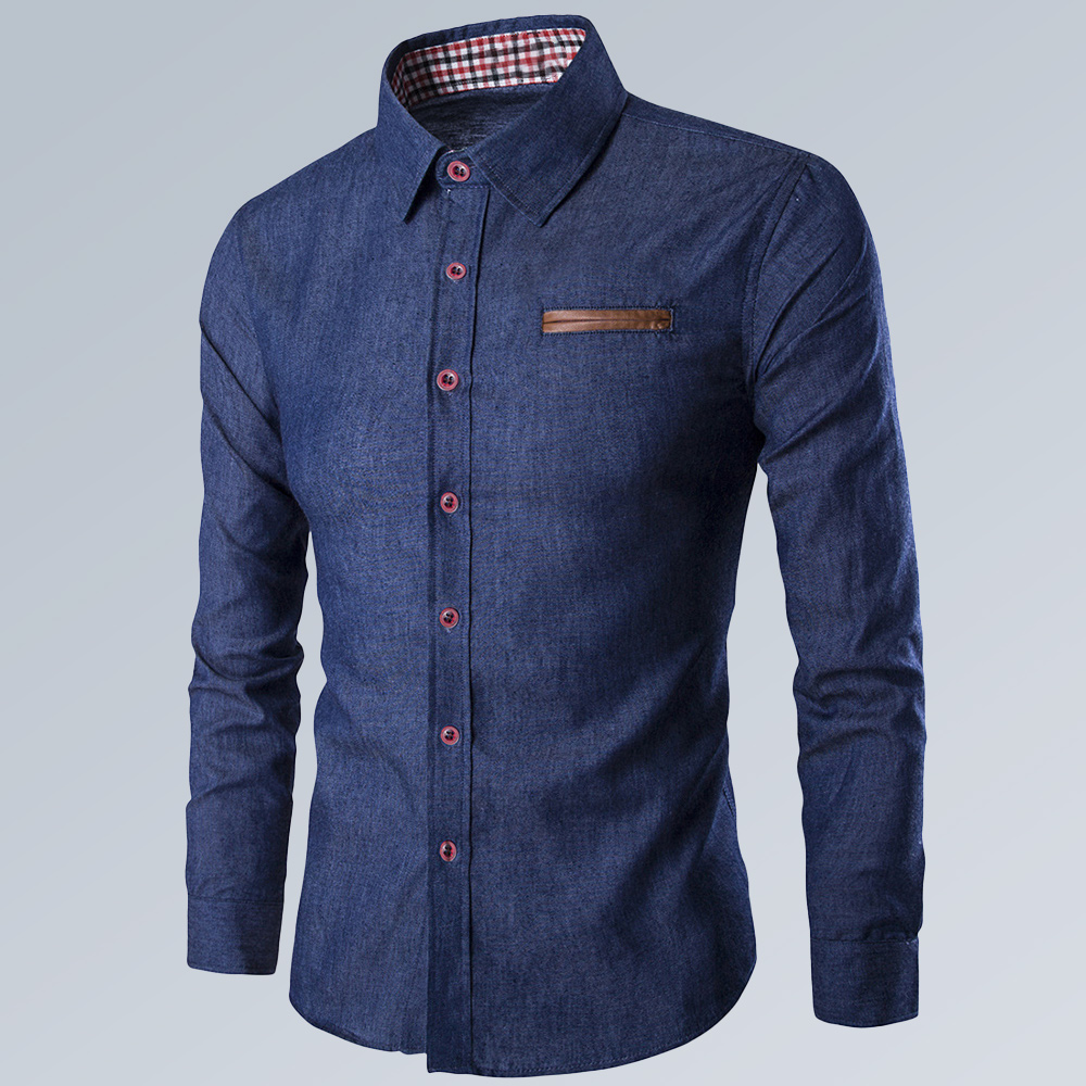 Lässiges Langarmhemd mit Reverstasche und Colorblock für Herren