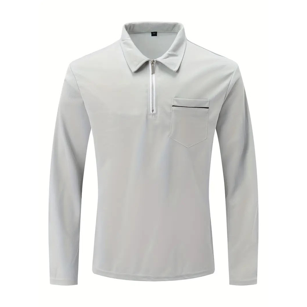 Poloshirt für Herren mit langen Ärmeln und Reißverschluss am Kragen à manches longues et col zippé pour homme