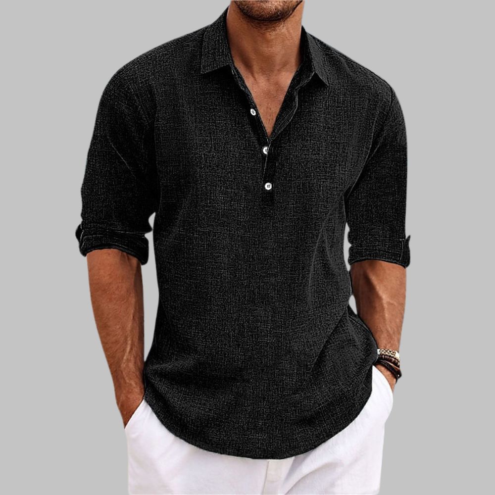 Einfarbiges Freizeithemd mit Revers für Herren
