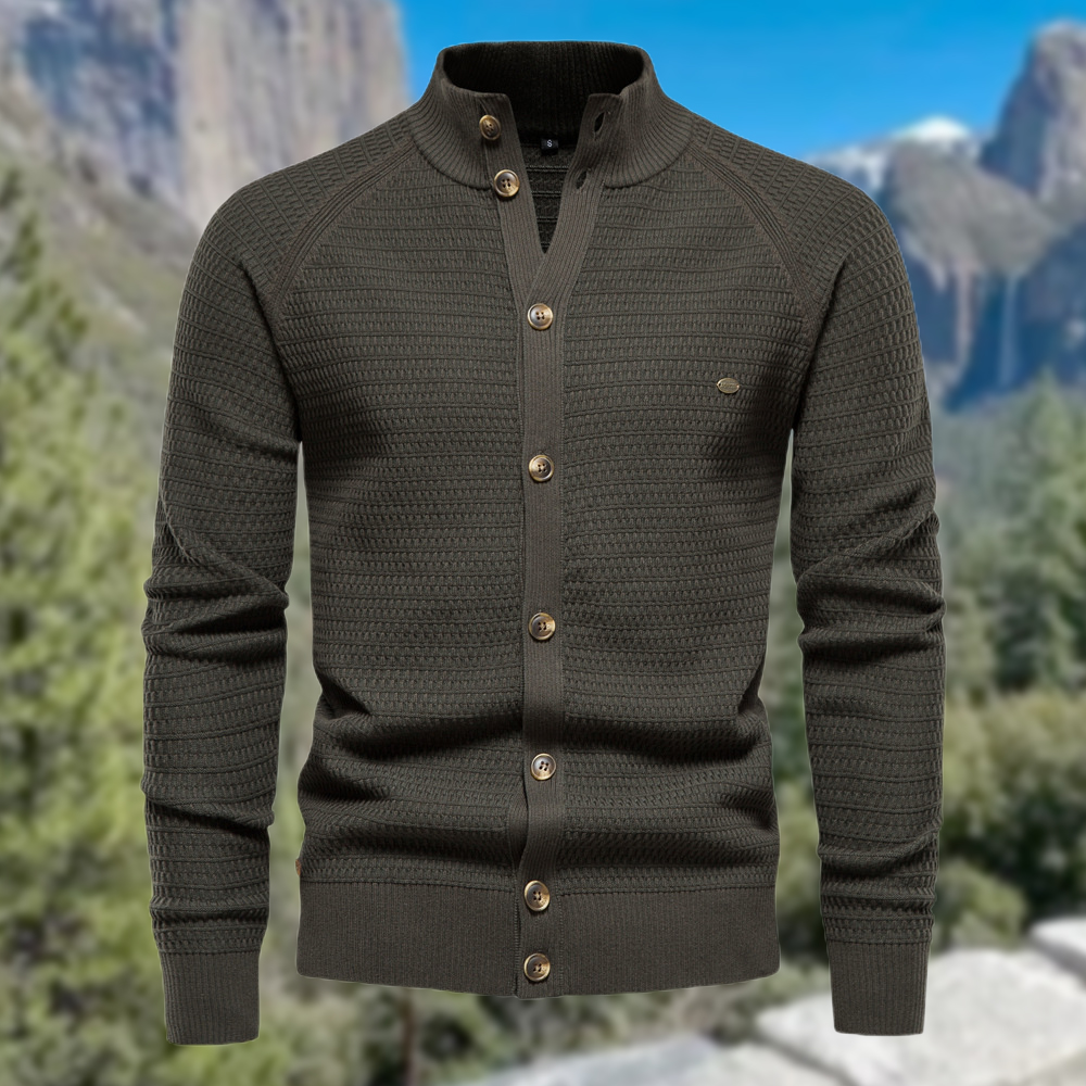 Herren-Cardigan mit Stehkragen und Knöpfen