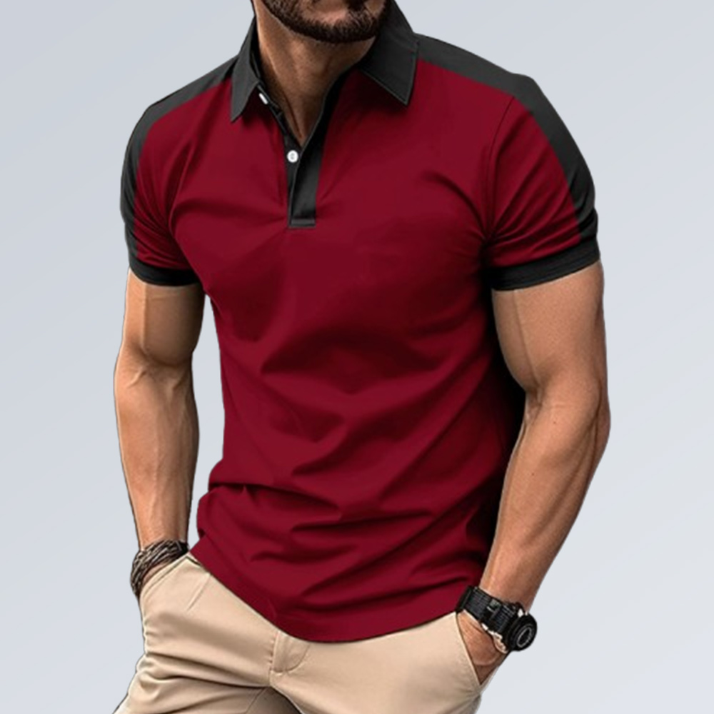Kurzärmliges Poloshirt mit Colorblock-Revers für Herren