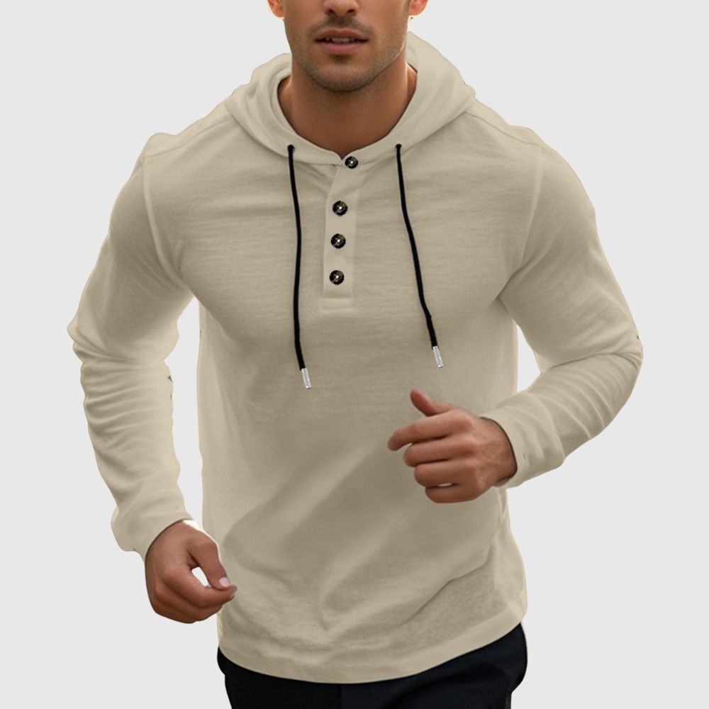 Lässiges Langarmshirt mit Kapuze für Herren aus Leinen