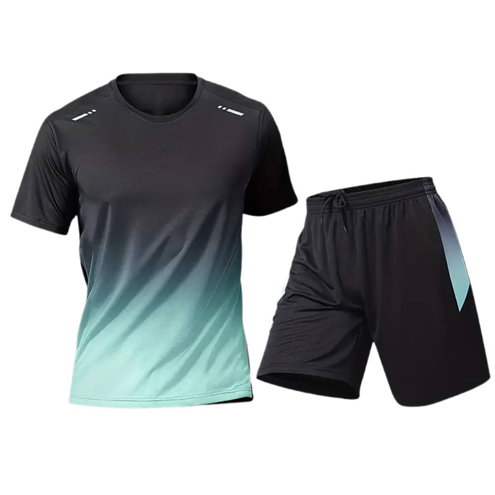 Trendy farbverlauf kurzarm shorts licht sport anzug