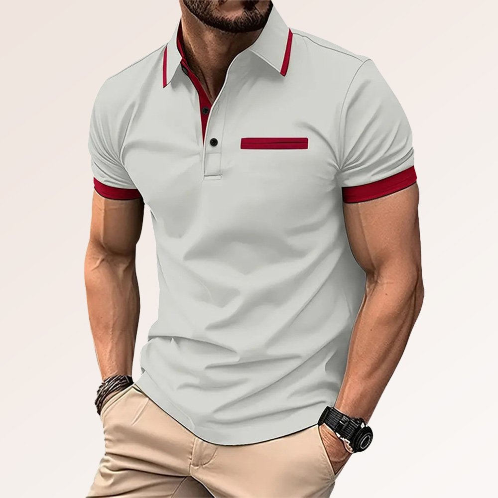 Herren Business Casual Colorblock Revers Poloshirt Kurzarm