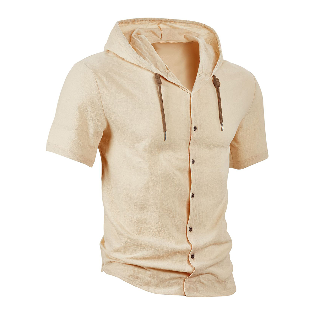 Herren-Strickjacke aus Baumwolle mit kurzen Ärmeln und Kapuze