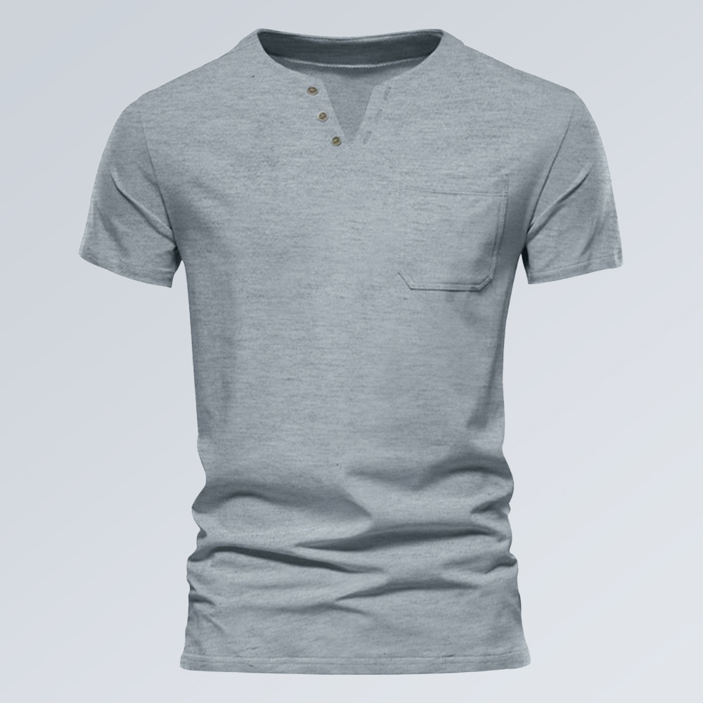 Modisches Herren-Sport-Oberteil mit V-Ausschnitt und einfarbigen Kurzarm