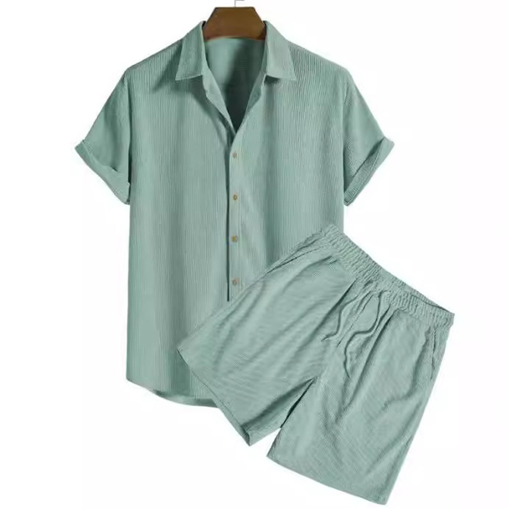 Kurzarmhemd + Shorts Herren Cord Sommeranzug
